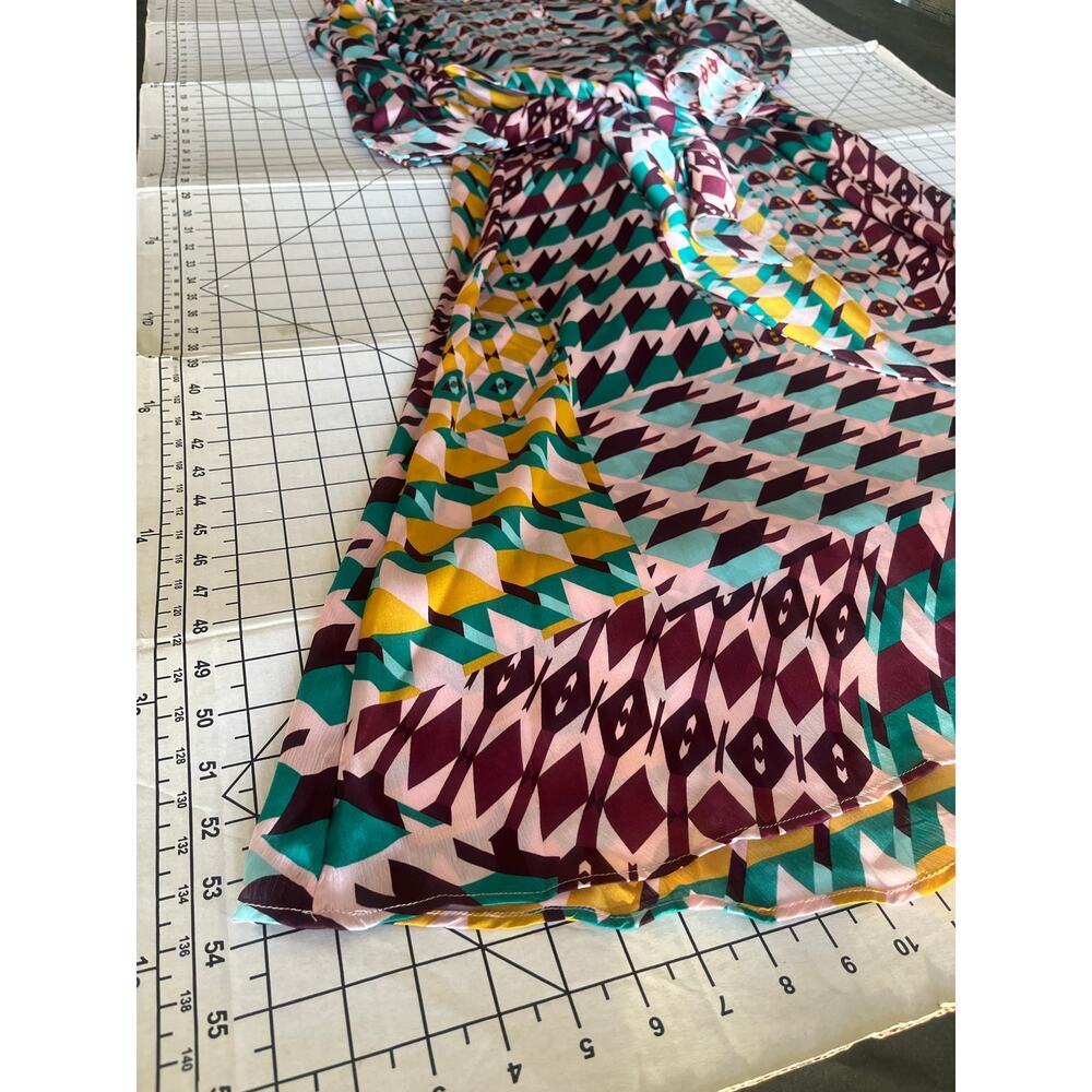 Aztec Patterned Maxi Dress Tie Waist Button Front Purple Multi Colored Flowy  Xl - Picture 6 of 10